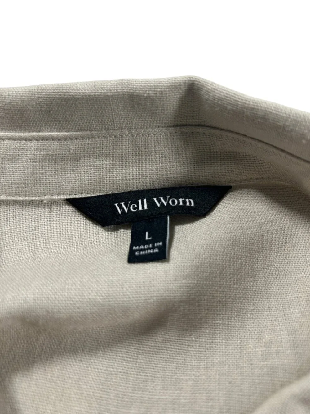 Well Worn Womens Size Large Linen Blend Shirt Dress Button Front Short Sleeve